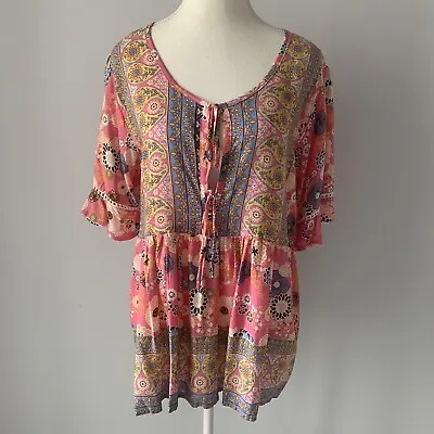 Buy VINE APPAREL Women's TOP  Size S/M - Pink Floral Print Gypsy Blouse • 15.58£