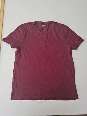 Buy Mens V Neck T-Shirt George Size M Burgandy Short Sleeve 373 • 12.99£