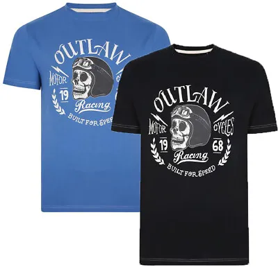 Buy Mens KAM Big Size Cotton T Shirt Skull Outlaw Holiday Summer Casual 2XL-8XL • 16.99£
