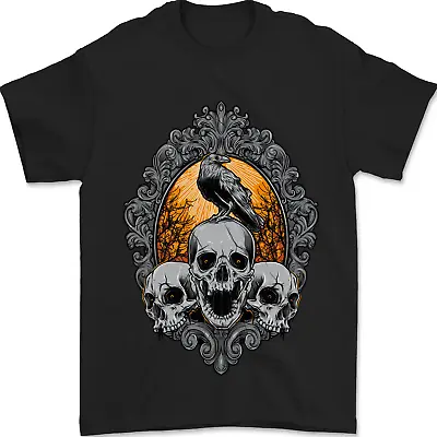 Buy Gagak And Skulls Gothic Biker Crow Birds Mens T-Shirt 100% Cotton • 9.99£