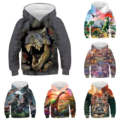 Buy Kids Jurassic World Dinosaur Costume Hoodies Sweatershirt Pullover Hooded Top UK • 8.99£