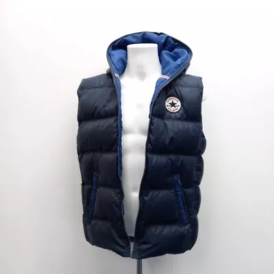 Buy Converse Puffer Gilet Jacket Mens L Blue Hooded RMF03-CN • 10.50£