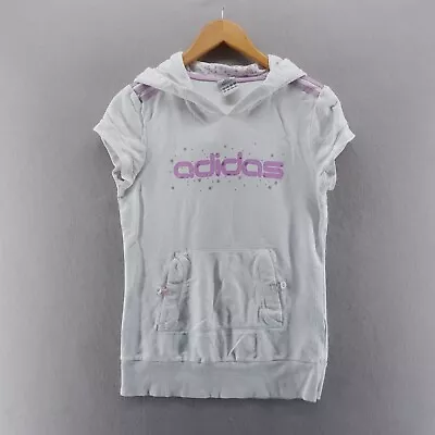 Buy Adidas Womens Hoodie 12 UK White Pink Pullover Sleevless Hooded Logo • 14.24£