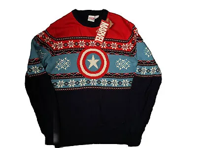 Buy Primark Marvel CAPTAIN AMERICA Men's Knitted Christmas Jumper  Size M BNWT • 24.99£