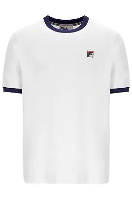 Buy Fila Men's Marconi Essential Ringer T-Shirt In White / Peacoat LM1836AT 101 • 22.49£