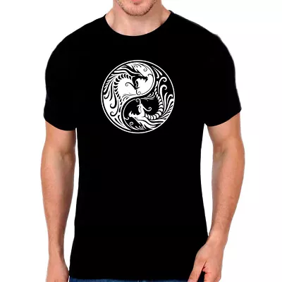 Buy YIN YANG T Shirt - Cool Symbol T Shirt - DRAGON Art T Shirt • 9.49£