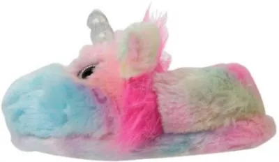 Buy Girls Unicorn Novelty House Slipper Fluffy Rainbow Slip On Shoes • 9.99£