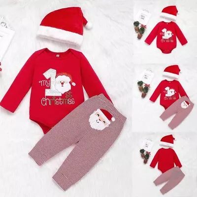 Buy Newborn Baby Girls Boys Christmas Santa Romper Bodysuit Jumpsuit Outfit Clothes • 4.99£