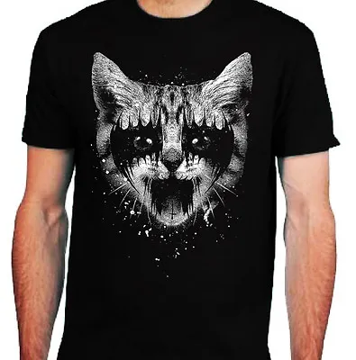 Buy Men's Metal Cat T-Shirt | S To Plus Size | Pussy Kitty Death Black Rock Goth • 12.95£