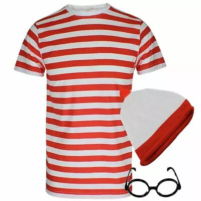 Buy Ladies Girls CHRISTMAS Book Week School Red & White Stripe T-Shirt Fancy Dress  • 8.99£
