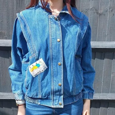 Buy Denim Jacket By C&A With Patches Vintage 90s Retro Small • 9.99£