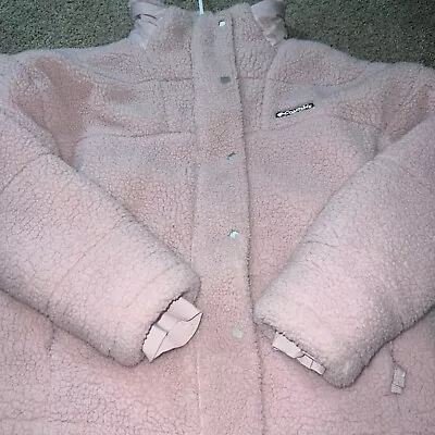 Buy Columbia Large Sherpa Jacket Women Lodge Coat Warm Button Zip • 36.47£