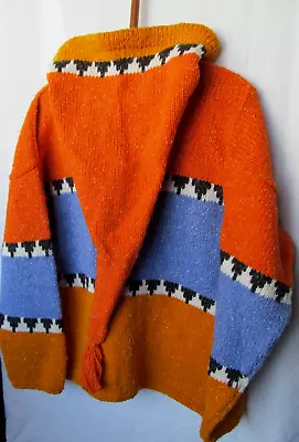 Buy Vintage Pixie Hood Ecuador Festival Jacket Cardigan Y2K Hippy Knit Indie Retro • 32£