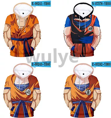 Buy Adults Kids Super Saiyan 3D Hoodies Cosplay Goku Sweatshirt Hooded Pullover Tops • 14.39£