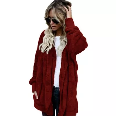 Buy Women Warm Teddy Bear Fluffy Coat Ladies Hooded Fleece Jacket Outwear Plus Size • 12.99£