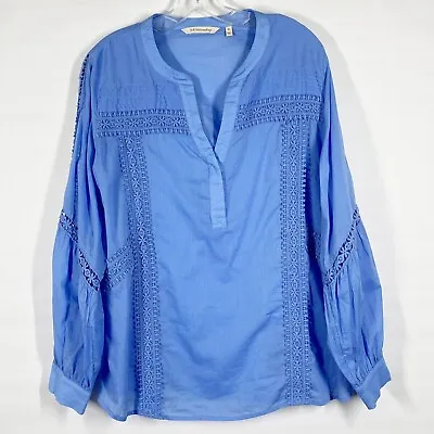 Buy Soft Surroundings Size XL Extra Large Cornflower Blue Lace Boho Peasant Top • 24.49£