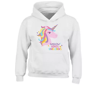 Buy Kids Personalised Love Unicorns Fun Hoodie All Sizes Girls Boys Sweatshirt Gift • 16.45£