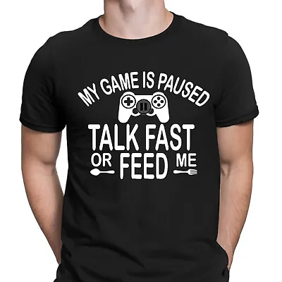 Buy My Game Is Paused Talk Fast Or Feed Me Gamers Funny Mens T-Shirts Tee Top #6ED • 3.99£