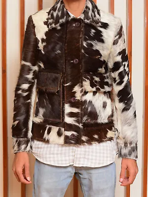 Buy Real Cowhide Hair On Luxurious Pony Skin Leather Jacket Men's Animal Print Coat • 205£