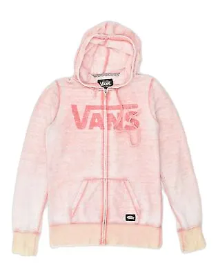 Buy VANS Womens Graphic Zip Hoodie Sweater UK 10 Small Pink Cotton AA01 • 14.35£