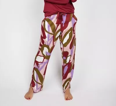 Buy Ctberjammies Pyjama Bottoms Cotton Modal Women Nina Red Floral Print PJ Pants • 12£