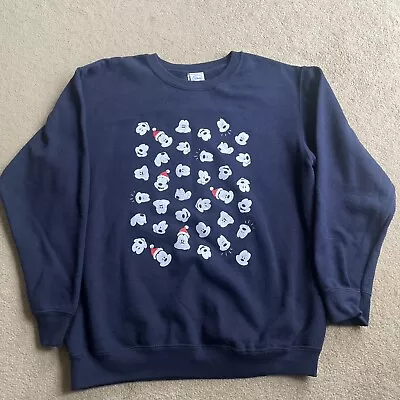 Buy Official Disney Mickey Mouse Christmas Sweatshirt Size XL Blue VGC Santa • 4.99£