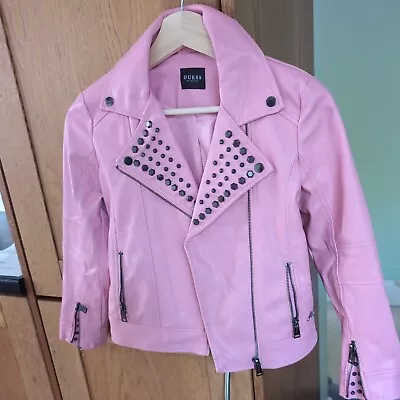 Buy Pink Guess Leather Biker Jacket Excellent Condition Studded! • 40£