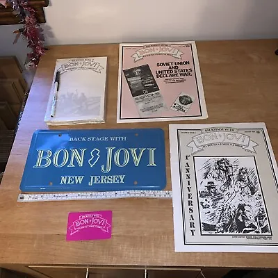 Buy Vintage Lot Backstage With Bon Jovi Fan Club Merch Newsletters License Plate  • 75.59£