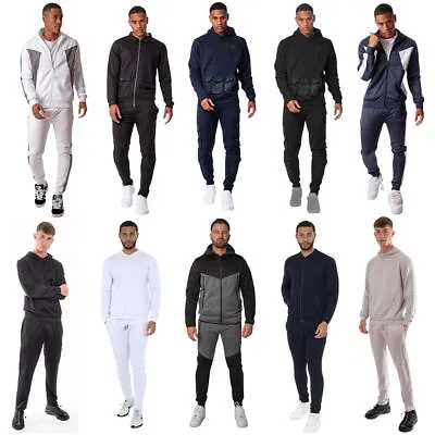Buy Mens Full Tracksuit Set Bottoms And Hoody Top Pullover Zip Up Top Sizes S-2XL • 29.99£