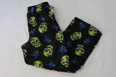 Buy NEW Boys Fleece Lounge Pants Medium 8 - 10 Black Green Skulls Pockets Pajamas PJ • 4.46£