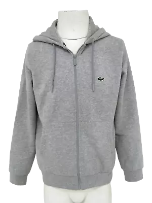 Buy LACOSTE Classic Fit Zip Close Light Grey Hoodie Casual Classic Pre-Loved Size L • 9.99£