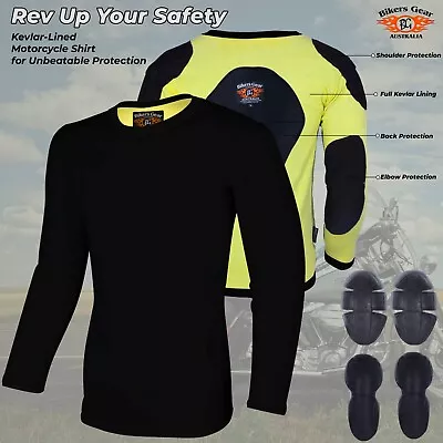 Buy Australian Bikers Gear Motorcycle Full Kevlar Lined T-shirt Motorbike CE Armor • 55£