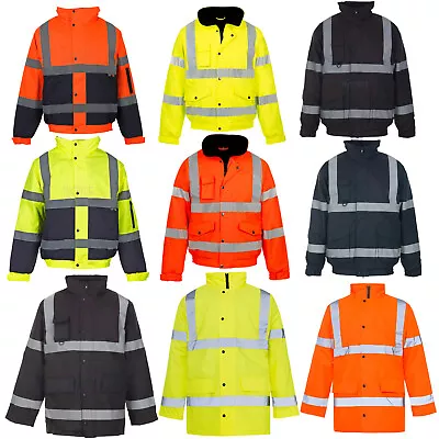 Buy Mens Ladies Hi Viz High Visibility Security Waterproof Padded Work Jacket Coat • 23.98£