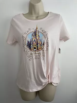 Buy Walt Disney World 50th Anniversary Cinderella Castle T-Shirt Pink XS BNWT • 32.99£