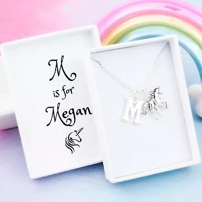 Buy Tiny Unicorn Necklace, Personalised Gift, Girls Name Jewellery, Fairy Tale Charm • 11.49£