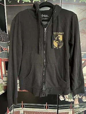 Buy Harry Potter Hufflepuff Black Full Zip Up Jacket Sweatshirt • 18.94£