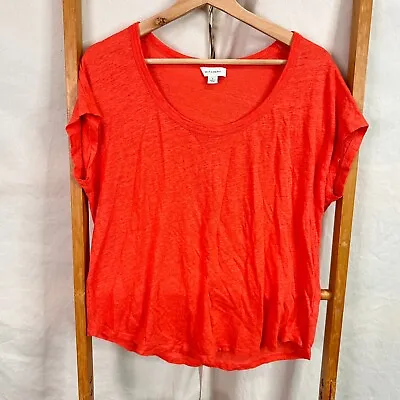 Buy Witchery Top Womens Small Red Linen Short Sleeve Relaxed Fit T-Shirt • 11.12£