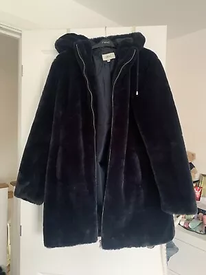Buy Ladies Navy Faux Fur Hooded Coat Size M By Next • 25£