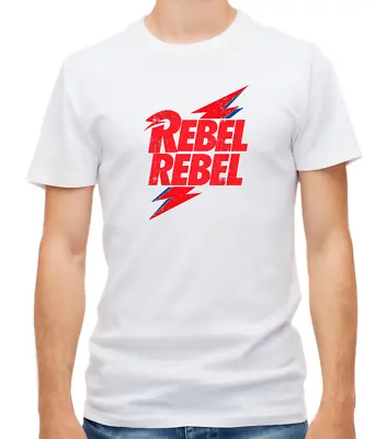 Buy Rebel Rebel David Bowie Cover Short Sleeve Black/White Men T Shirt Z106 • 10.51£