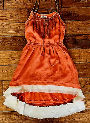 Buy Woman Rust Ruffle Hi-Low Dress Fit Flare The Clothing Company Vintage Small • 22.50£