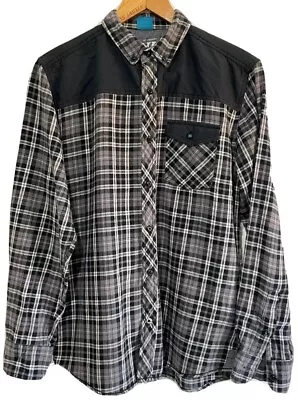 Buy Drill Clothing Co Mens Long Sleeve Plaid Flannel Shirt Size M Grey/Black • 15.99£