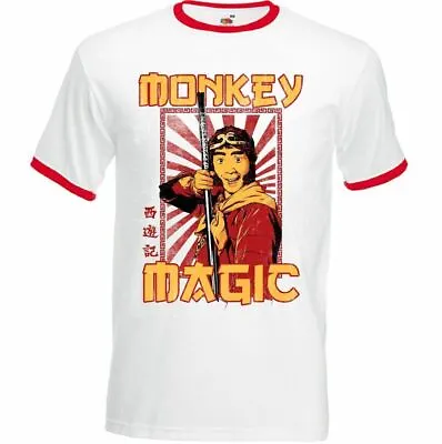 Buy  Monkey Magic - Mens Funny Retro TV Programme Show Ringer T-Shirt • 11.99£