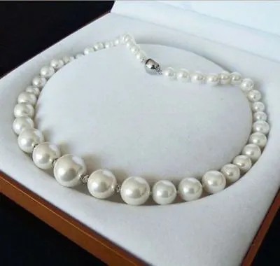 Buy Genuine 6-14mm White South Sea Shell Pearl Round Beads Necklace Jewelry 18'' • 5.20£