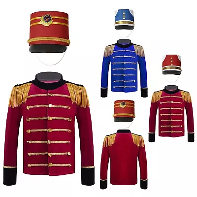 Buy Kids Boys Majorette Marching Band Jacket Coat And Hat Drum Major Costume Outfit • 22.71£