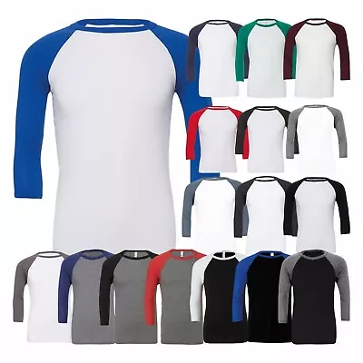 Buy Canvas Unisex 3/4 Sleeve Baseball Tee Raglan Sleeves T-Shirt Casual Fashion Wear • 10.18£