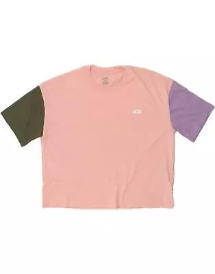 Buy VANS Womens T-Shirt Top UK 10 Small Pink Colourblock Cotton AY78 • 12.68£