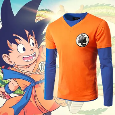 Buy Mens DBZ Son Goku Letter Printing Long Sleeve Cotton Tops T-shirts Adult S-XXL • 23.99£