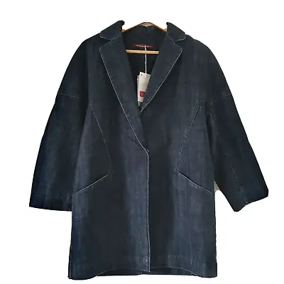 Buy Comptoir Des Cotonniers Coat Women's Medium 10 EU 38 Black Denim Cotton Jacket • 69£