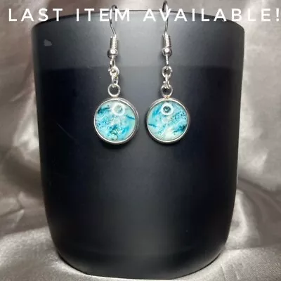 Buy Handmade Silver Aqua Green Blue Glass Earrings Gothic Gift Jewellery Women Woman • 4.50£