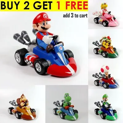 Buy Super Mario Figure Kart Luigi Peach Toad Bowser Pull Back Car Christmas Gifts  • 5.94£